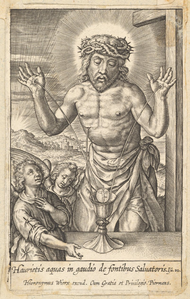 Il sangue del Redentore venerato da due angeli, prima del 1619 da Hieronymous Wierix