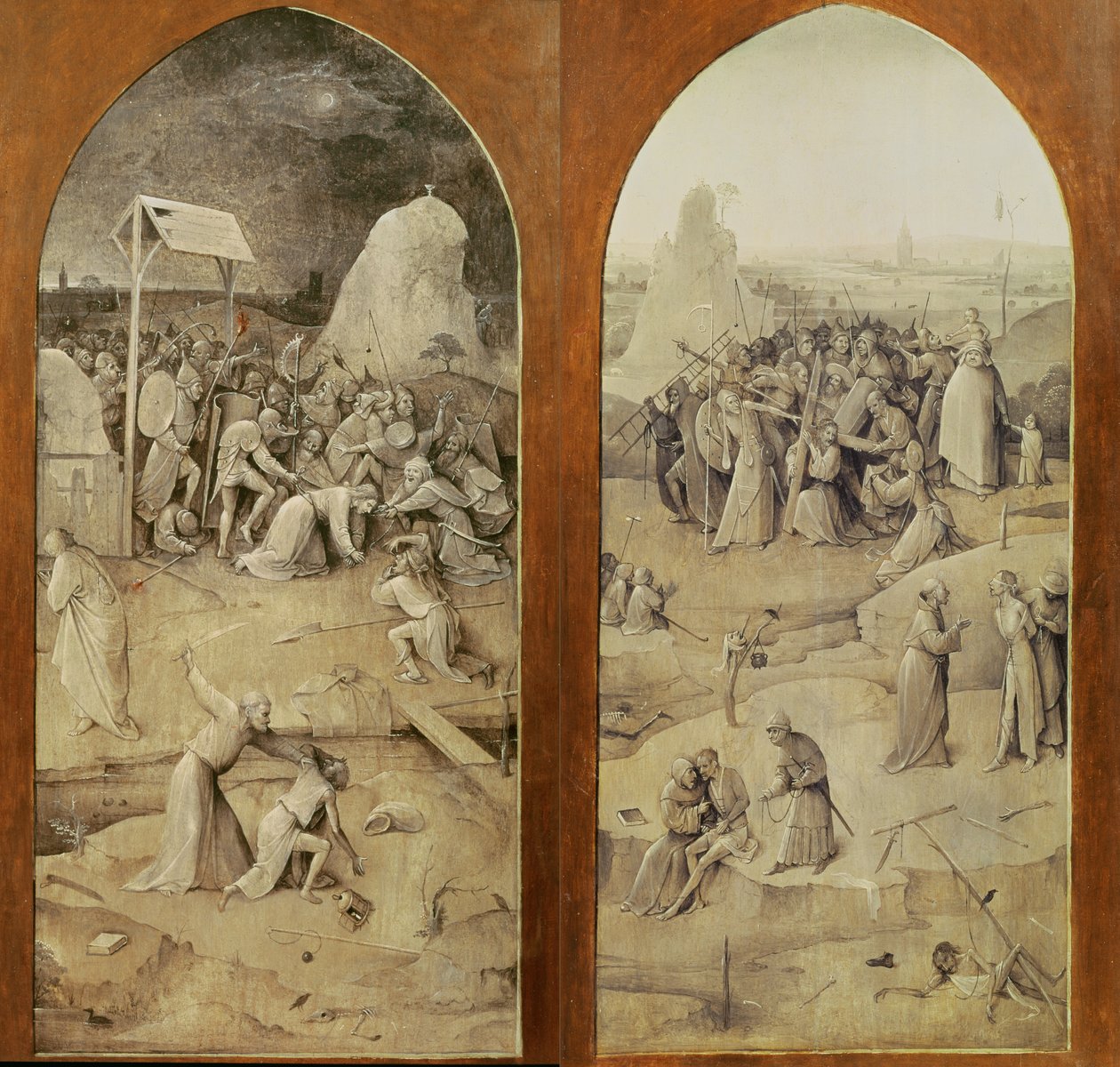 Cristo sulla via del Calvario, pannelli esterni del trittico della Tentazione di Sant
