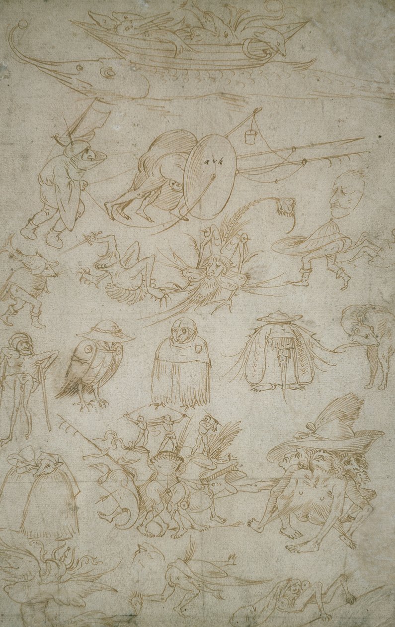 Studi grotteschi (verso), XV secolo da Hieronymus Bosch