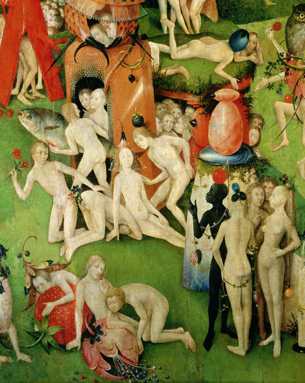 Il giardino delle delizie terrene: Allegoria del lusso, pannello centrale del trittico, c.1500 (dettaglio) da Hieronymus Bosch