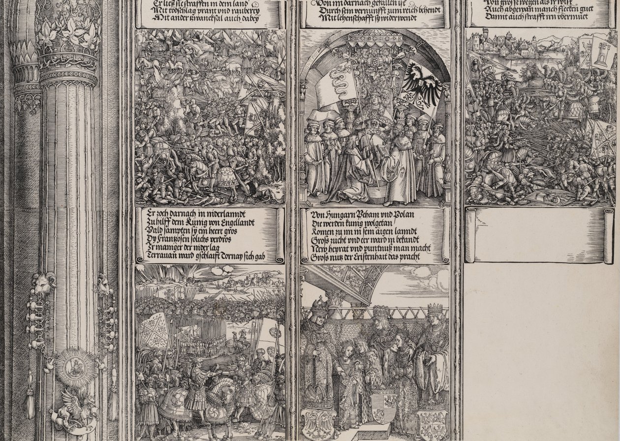 Alleanza di Massimiliano con Enrico VIII, il doppio matrimonio a Vienna, la campagna in Gheldria da Hieronymus Andreae