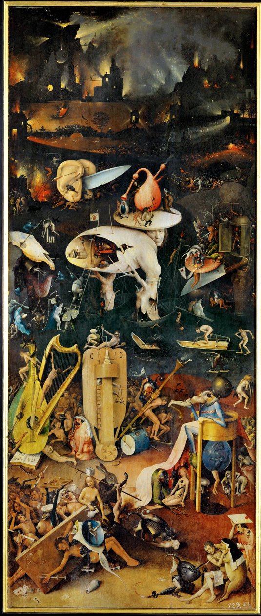 Il giardino delle delizie, trittico, pannello destro ... (pittura su tavola) da Hieronymus Bosch