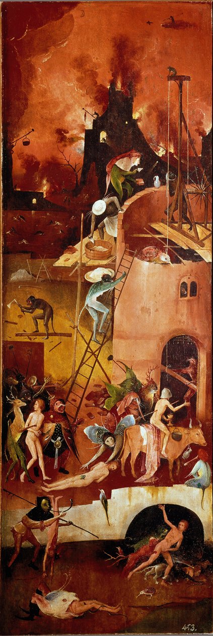 Il trittico del fieno: costruzioni infernali (pannello interno destro) da Hieronymus Bosch