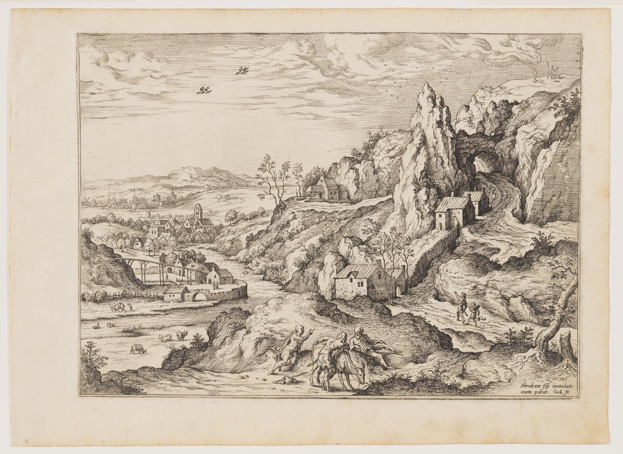 Abramo e Isacco sulla via del sacrificio, da Paesaggi con scene bibliche e mitologiche da Hieronymus Cock