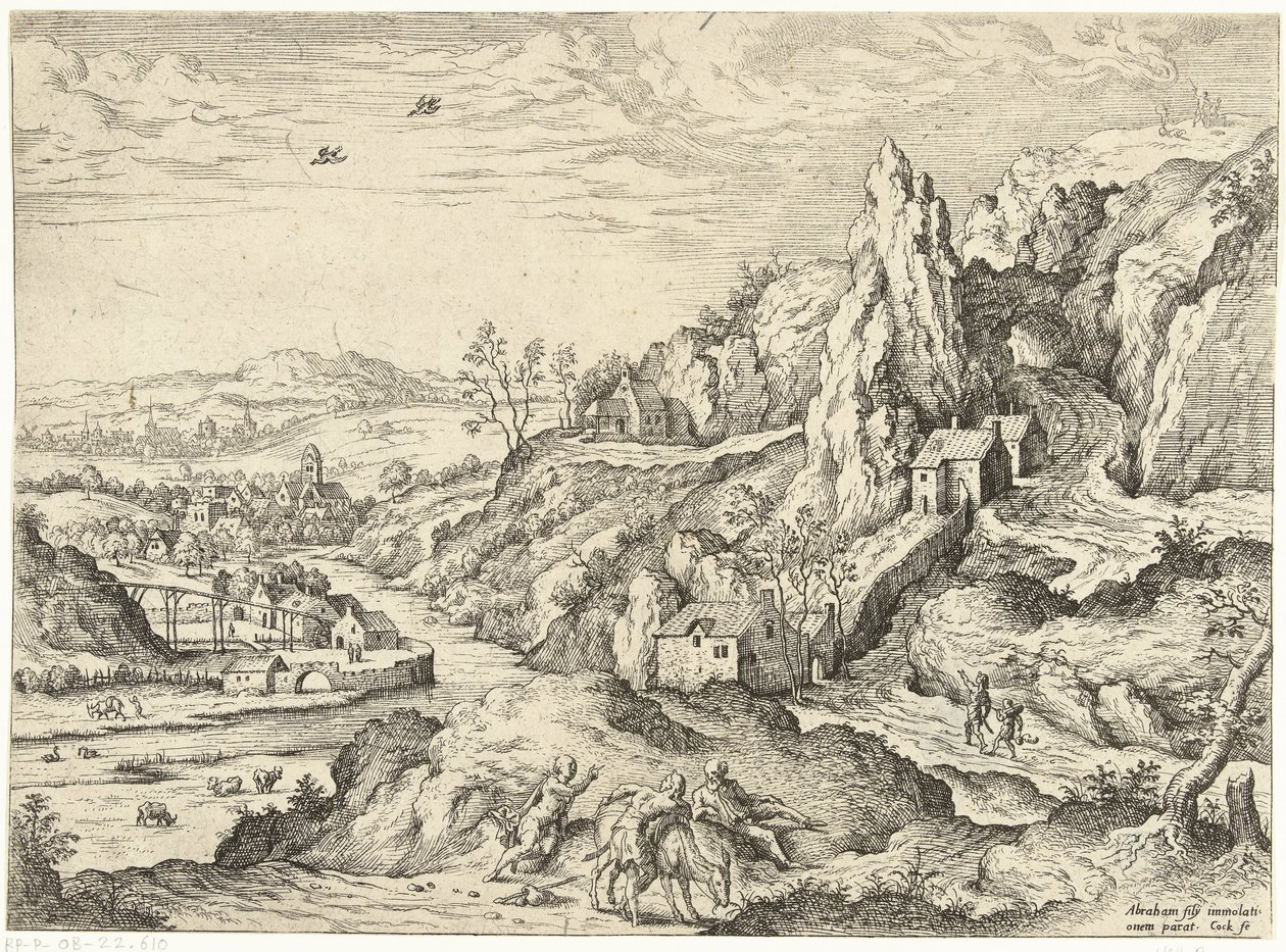 Abramo e Isacco in cammino verso il luogo del sacrificio da Hieronymus Cock