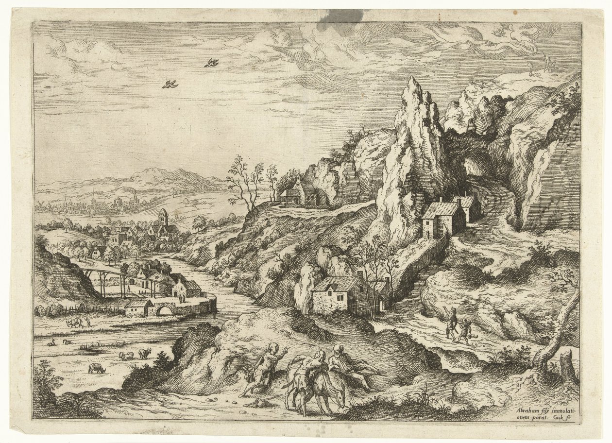 Abramo e Isacco in cammino verso il luogo del sacrificio da Hieronymus Cock