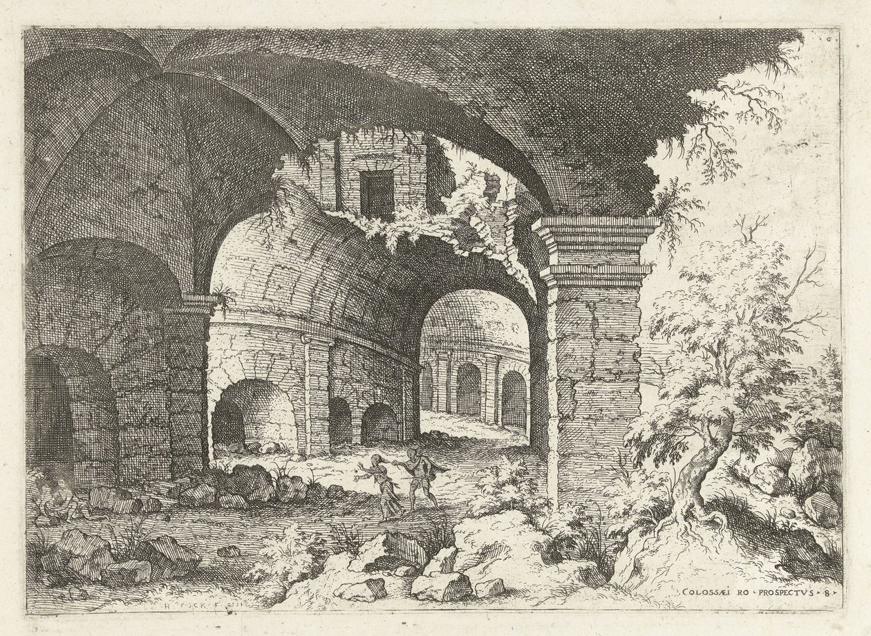 Ottava vista del Colosseo a Roma da Hieronymus Cock