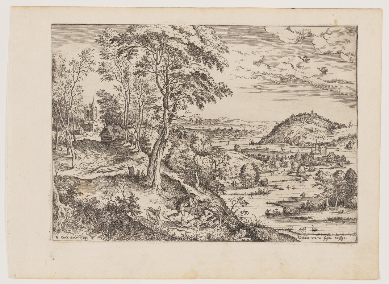 Cefalo e Procri, da Paesaggi con scene bibliche e mitologiche da Hieronymus Cock