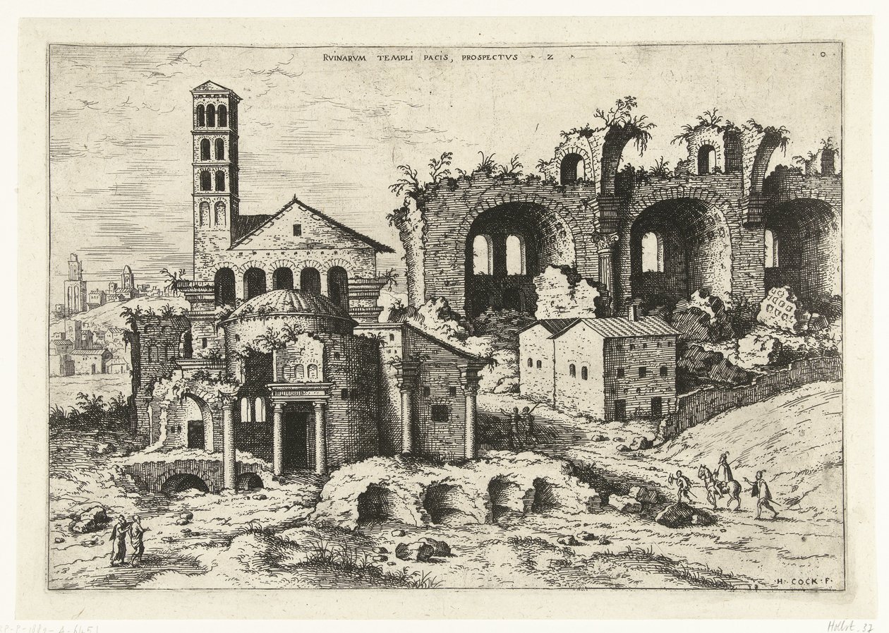 Veduta del Tempio di Romolo e della basilica di Costantino da Hieronymus Cock