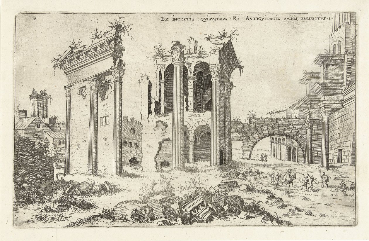 Veduta del Foro di Nerva (Rovine romane) da Hieronymus Cock
