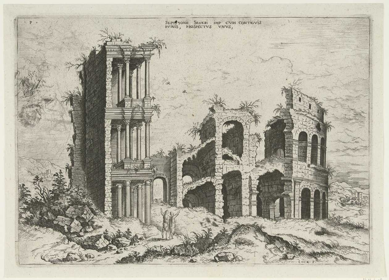 Veduta del Settizonio e del Colosseo a Roma da Hieronymus Cock