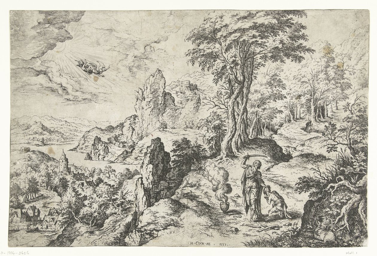 Paesaggio con il sacrificio di Isacco da Hieronymus Cock