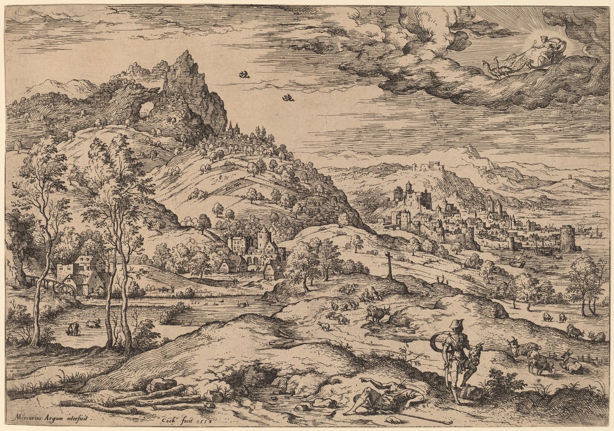 Mercurio con la testa di Argo in mano da Hieronymus Cock