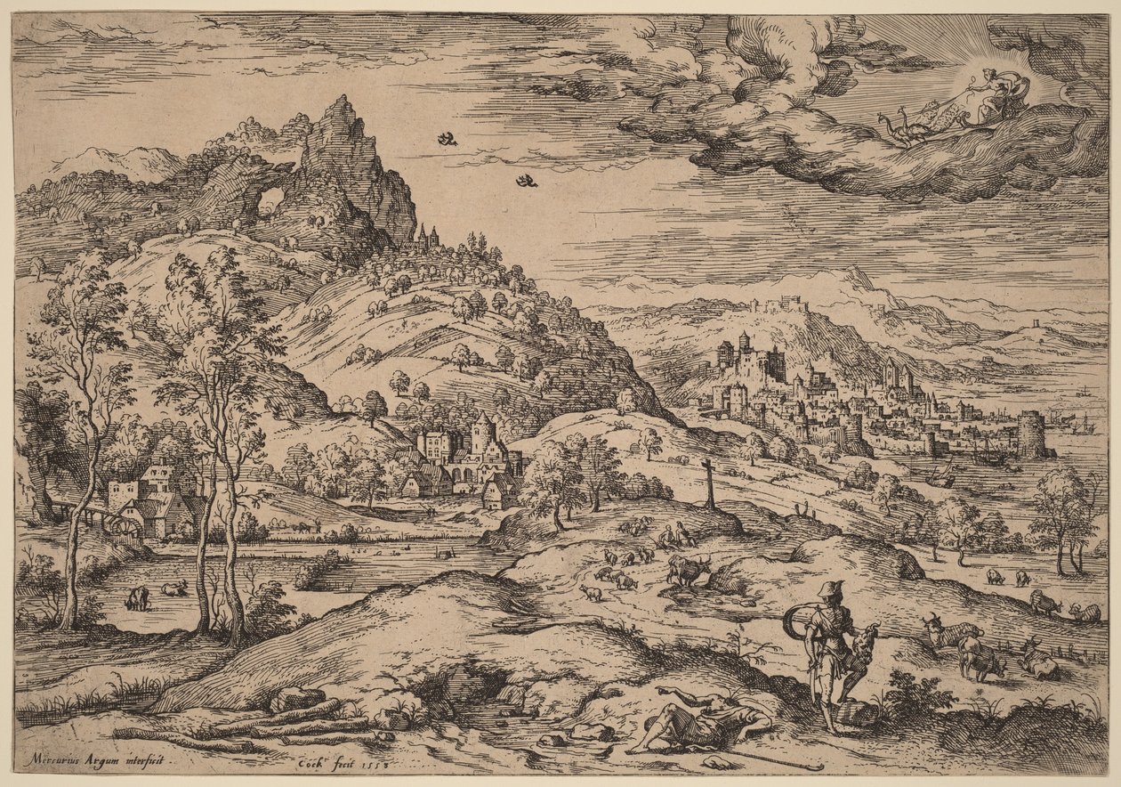 Mercurio con la testa di Argo in mano da Hieronymus Cock