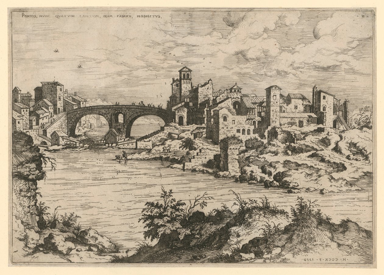 Ponte Quattro Capi und die Tiberinsel da Hieronymus Cock