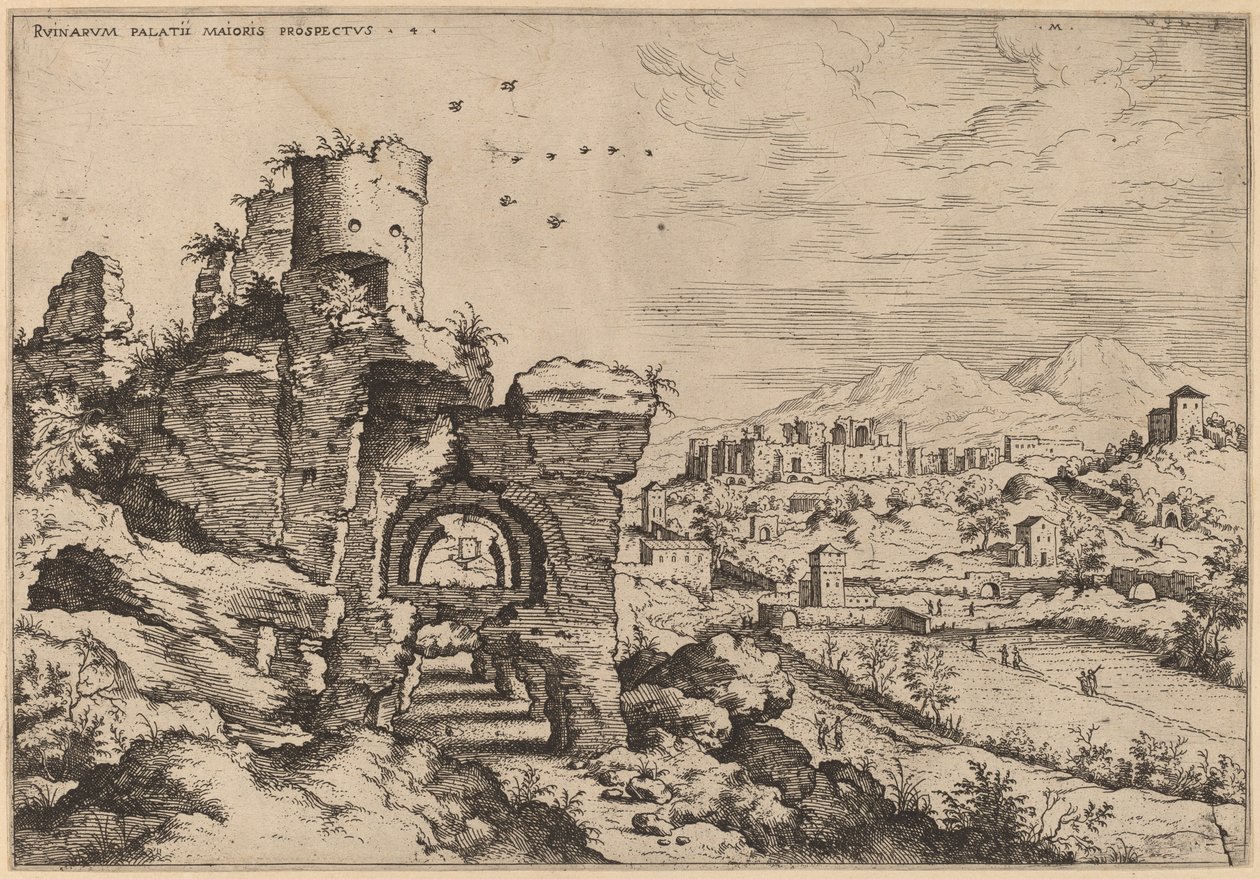 Rovine sul Palatino, guardando verso le Terme di Caracalla da Hieronymus Cock