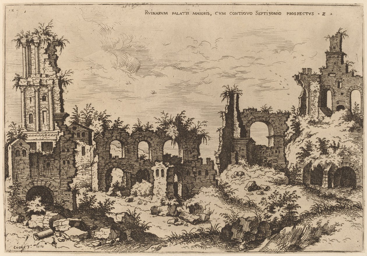 Rovine sul Palatino con il Settizonio da Hieronymus Cock