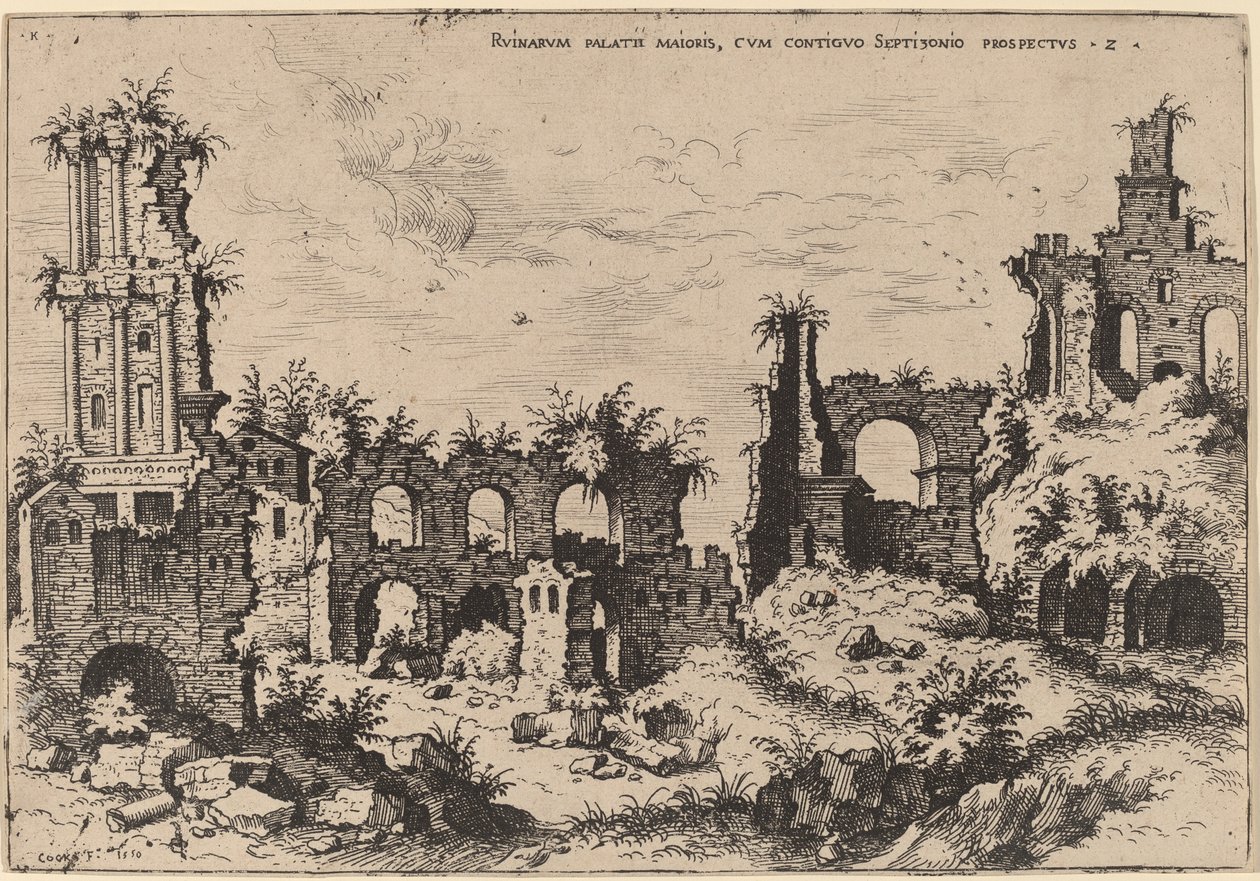 Rovine sul Palatino con il Settizonio da Hieronymus Cock