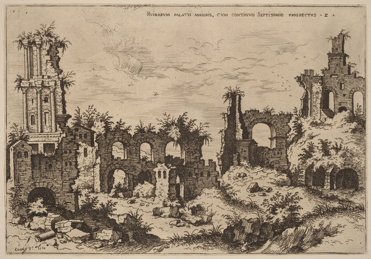 Rovine sul Palatino con il Septizonium da Hieronymus Cock