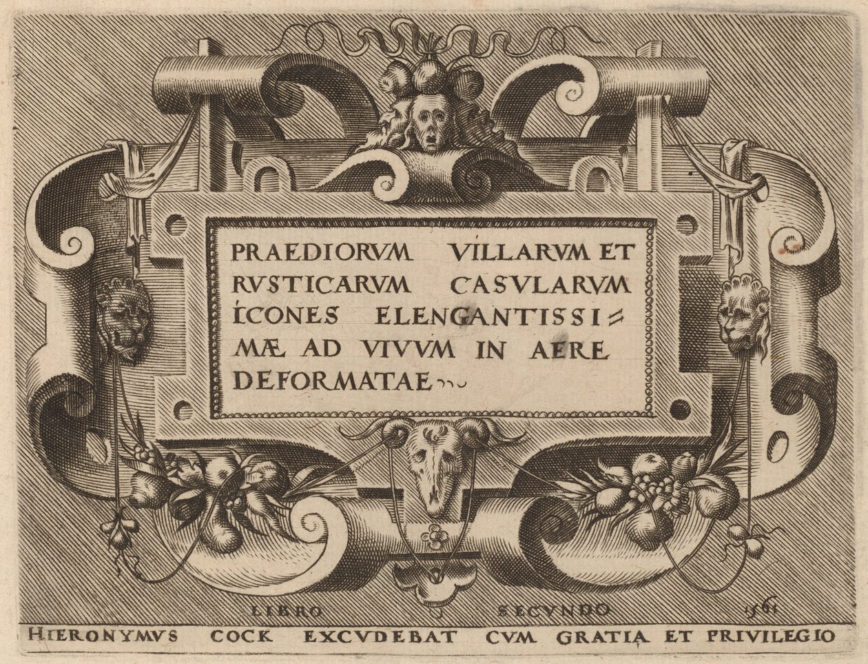 Pagina del titolo per "Praediorum Villarum" da Hieronymus Cock