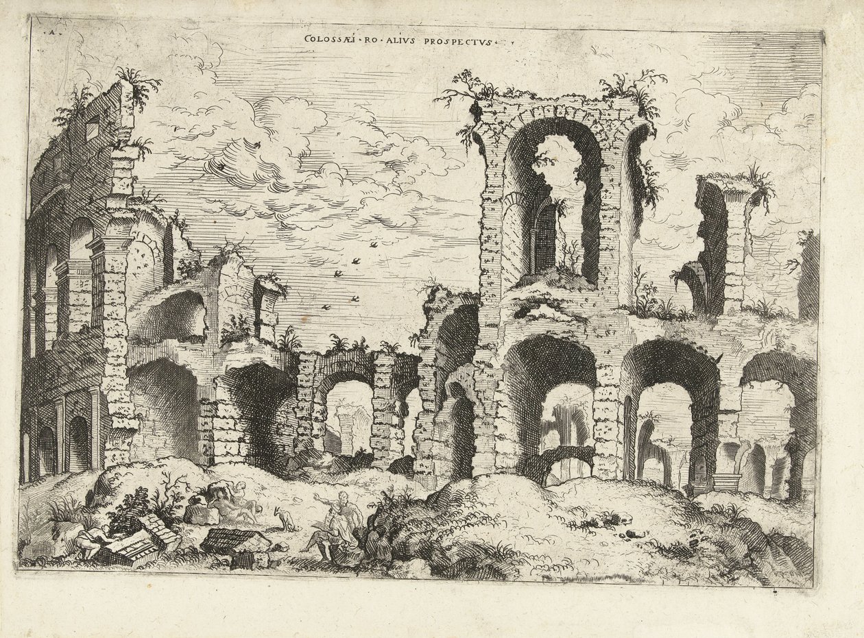 Seconda vista del Colosseo a Roma da Hieronymus Cock