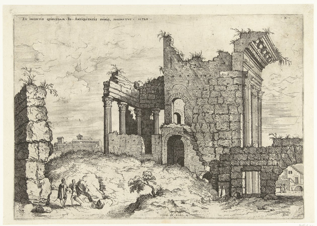 Seconda vista sul Foro di Nerva (rovine romane) da Hieronymus Cock
