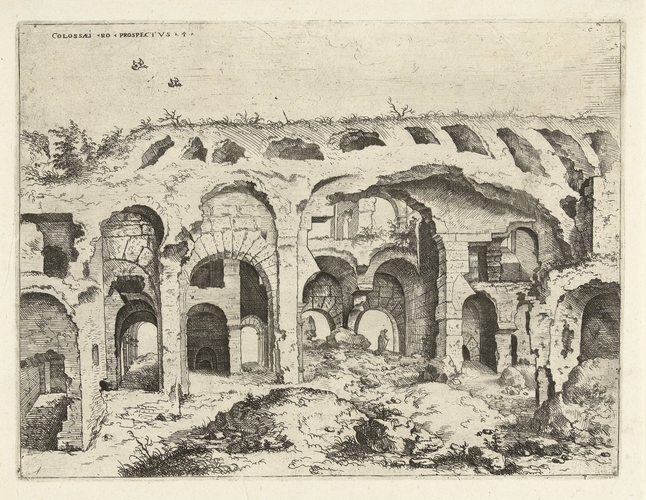 Quarta vista del Colosseo a Roma da Hieronymus Cock