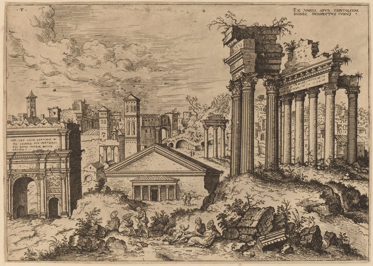 Veduta del Foro dalla base del Campidoglio da Hieronymus Cock