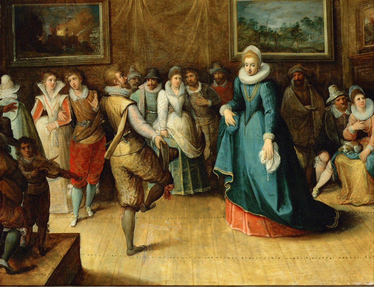 Una festa danzante (dipinto su legno di quercia) da Hieronymus Francken
