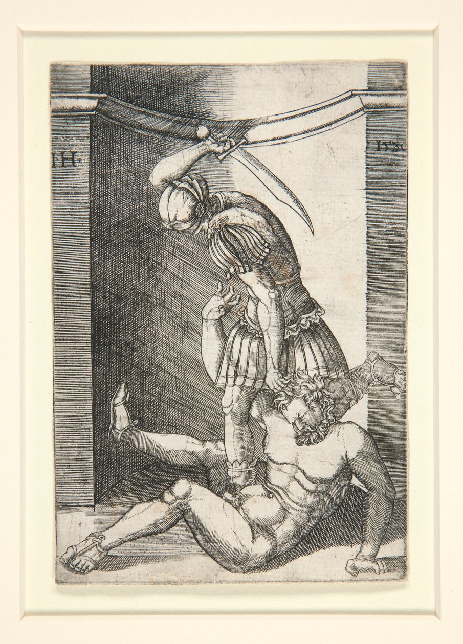 Soldato che uccide un uomo nudo da Hieronymus Hopfer