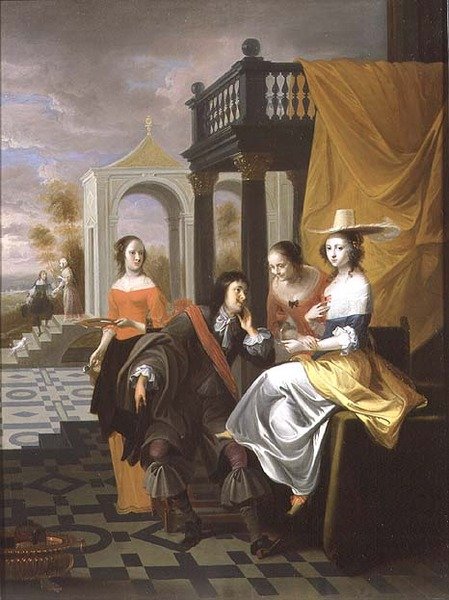 Un gentiluomo che fa la corte, 1661 da Hieronymus Janssens