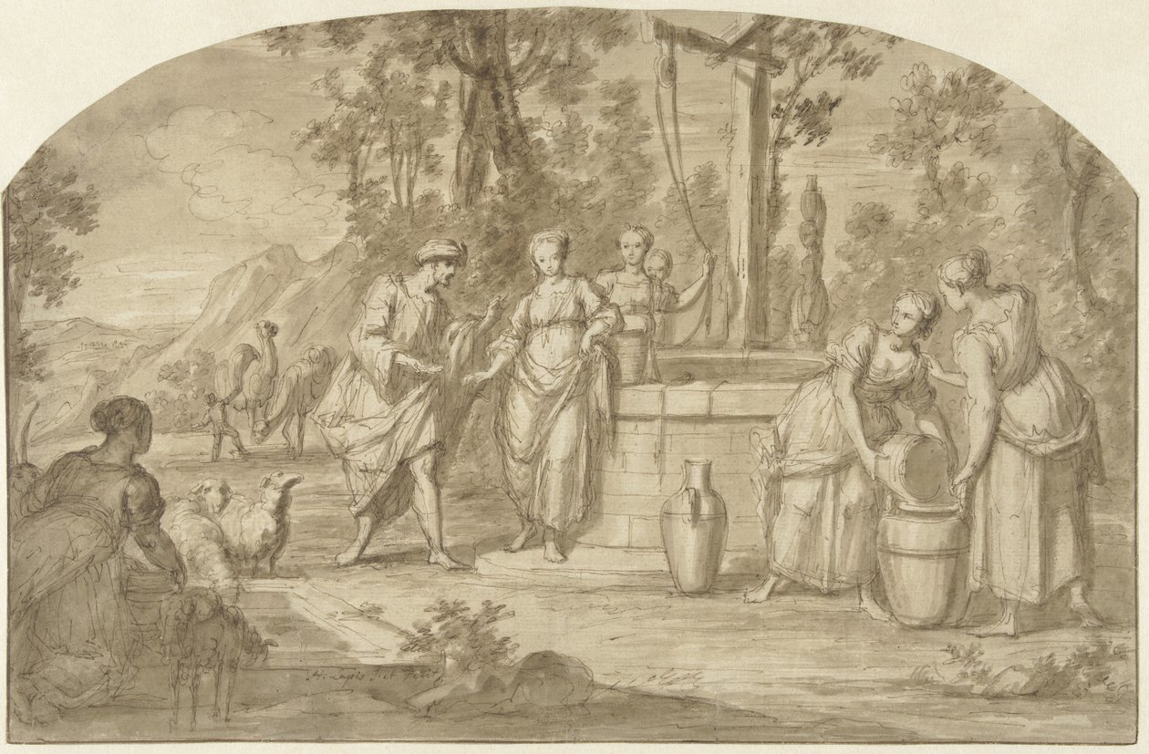 Eliezer e Rebecca al pozzo da Hieronymus Lapis