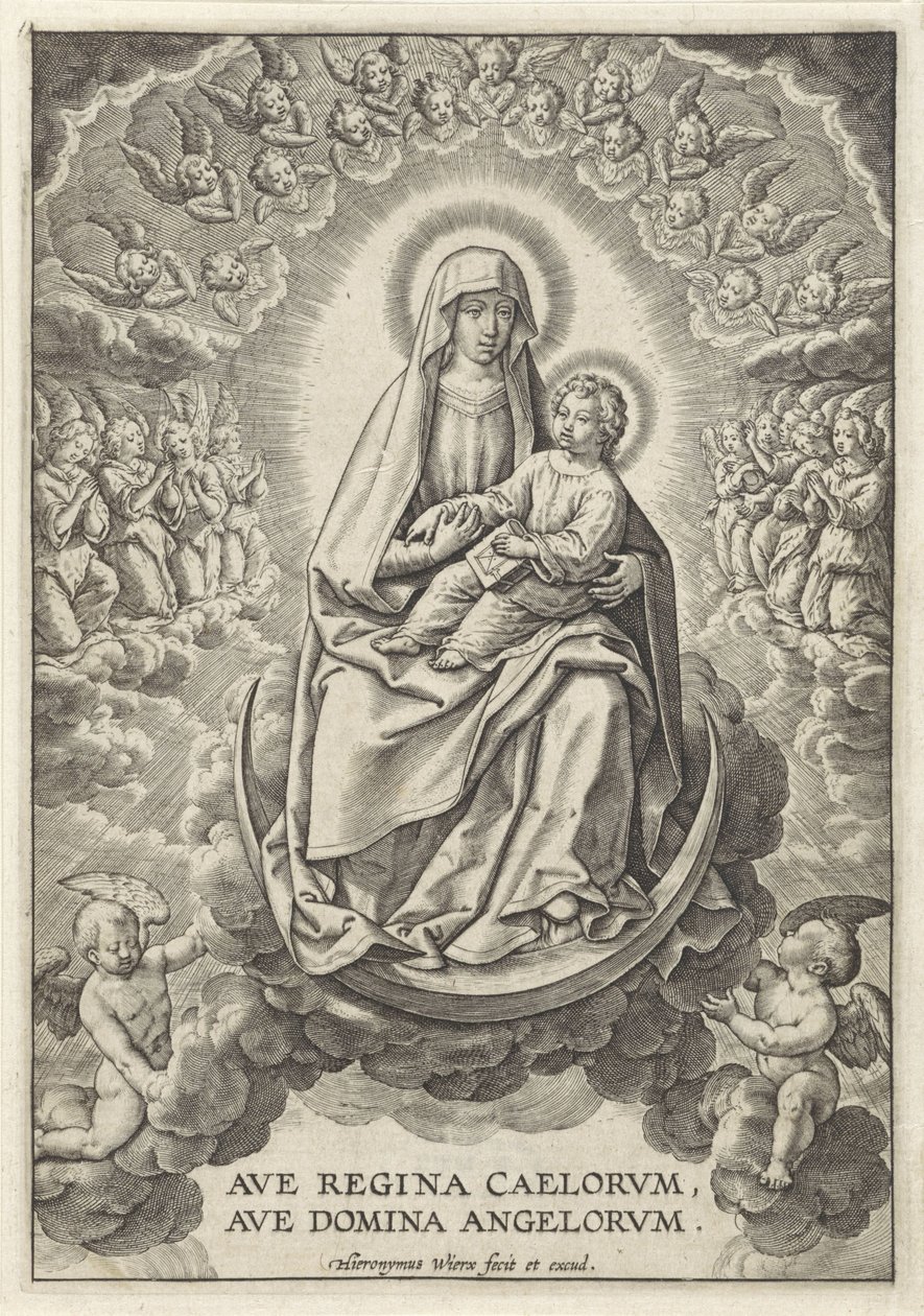 Maria con il Bambino Gesù sulla falce di luna da Hieronymus Wierix