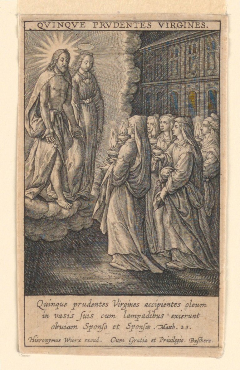 Le Cinque Vergini Sagge, dalla suite "Speculum Virginitatis" da Hieronymus Wierix