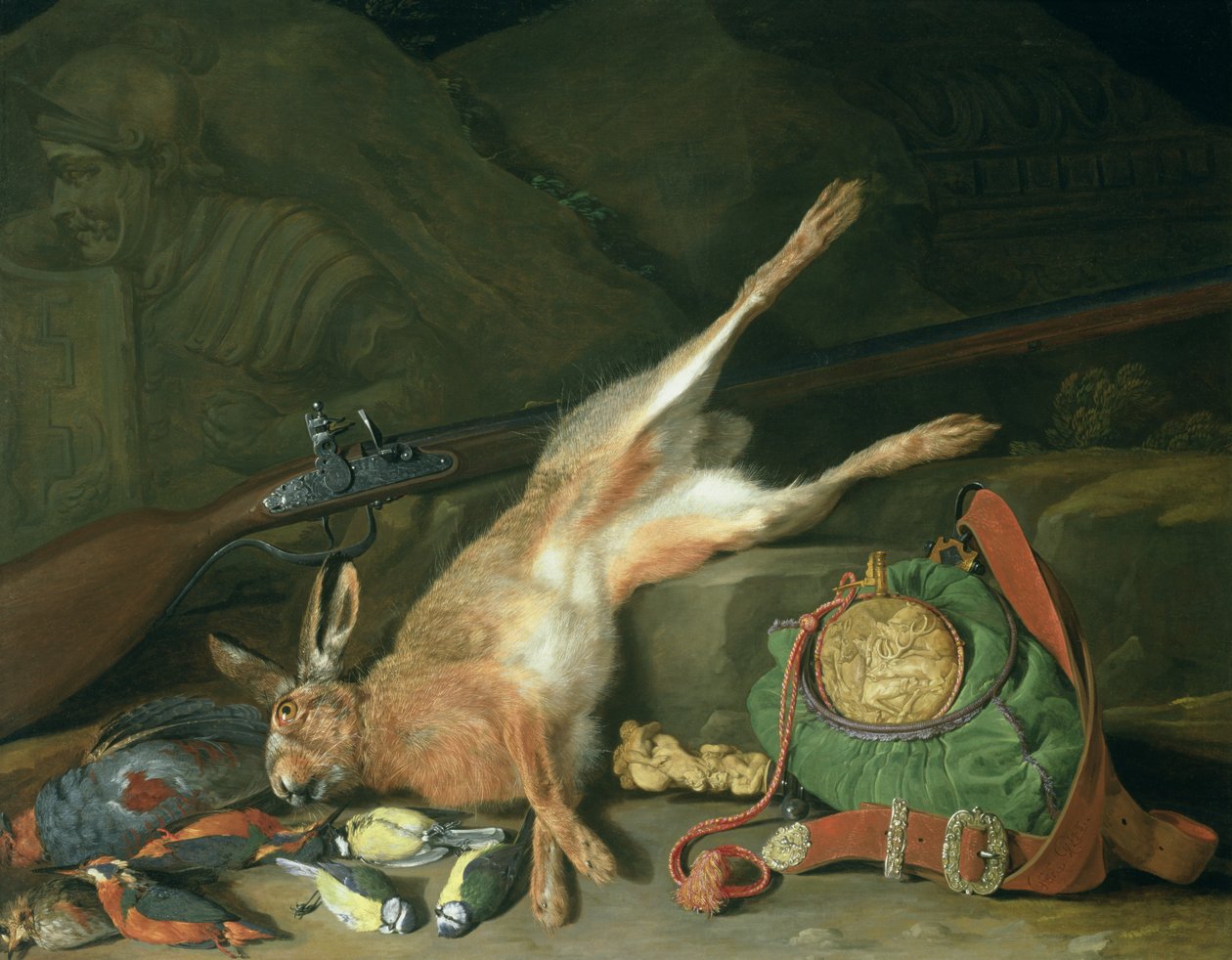 Natura morta di una lepre con attrezzatura da caccia da Hieronymus the Elder Galle