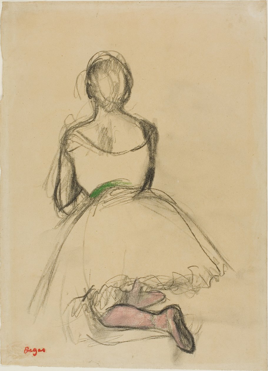Ballerina inginocchiata, vista da dietro da Hilaire Germain Edgar Degas