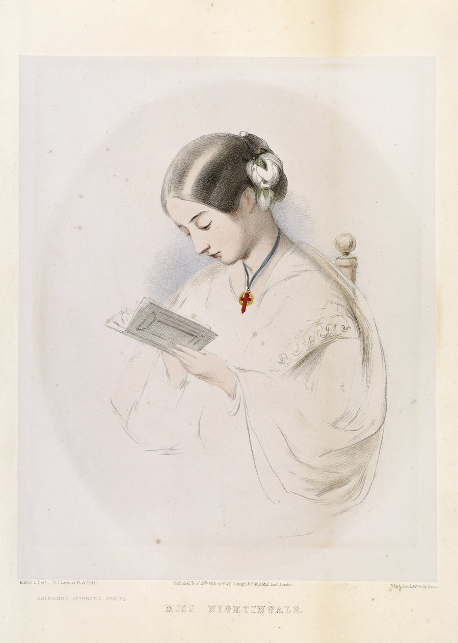 Florence Nightingale, inciso da R.J. Lane, pub. nel 1854 da Hilary Bonham-Carter