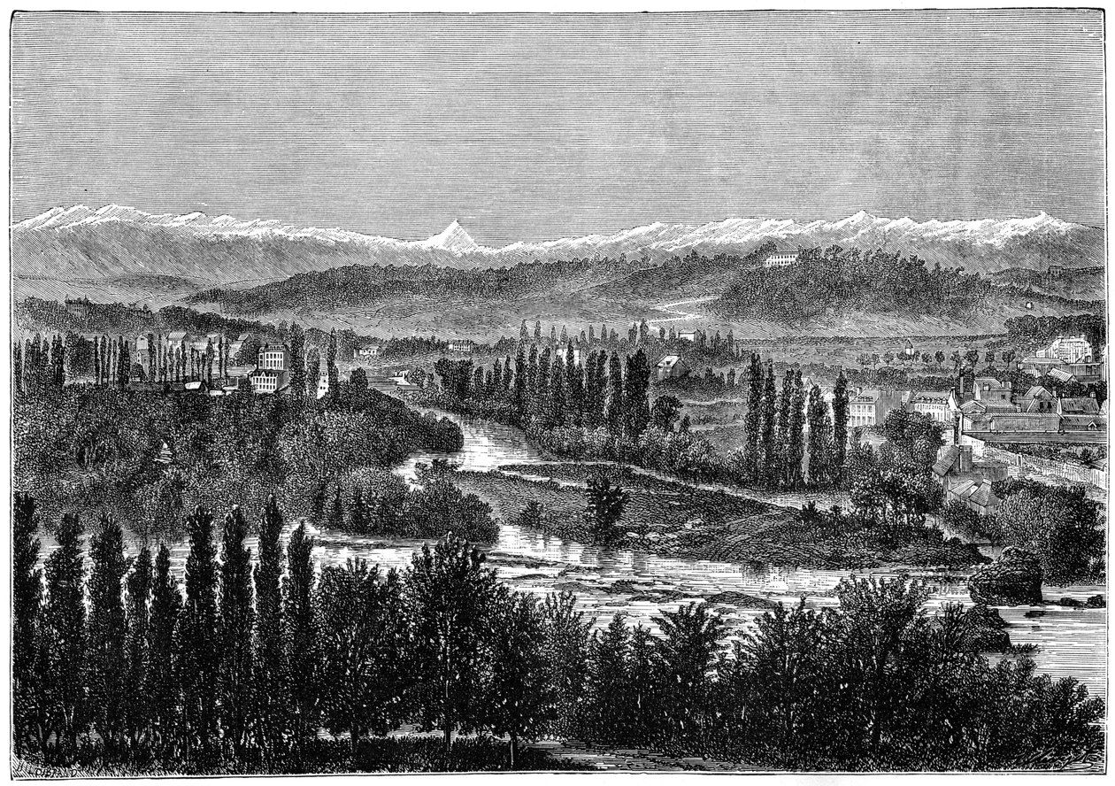 I Pirenei visti dalla terrazza del castello di Pau, Francia da Hildibrand