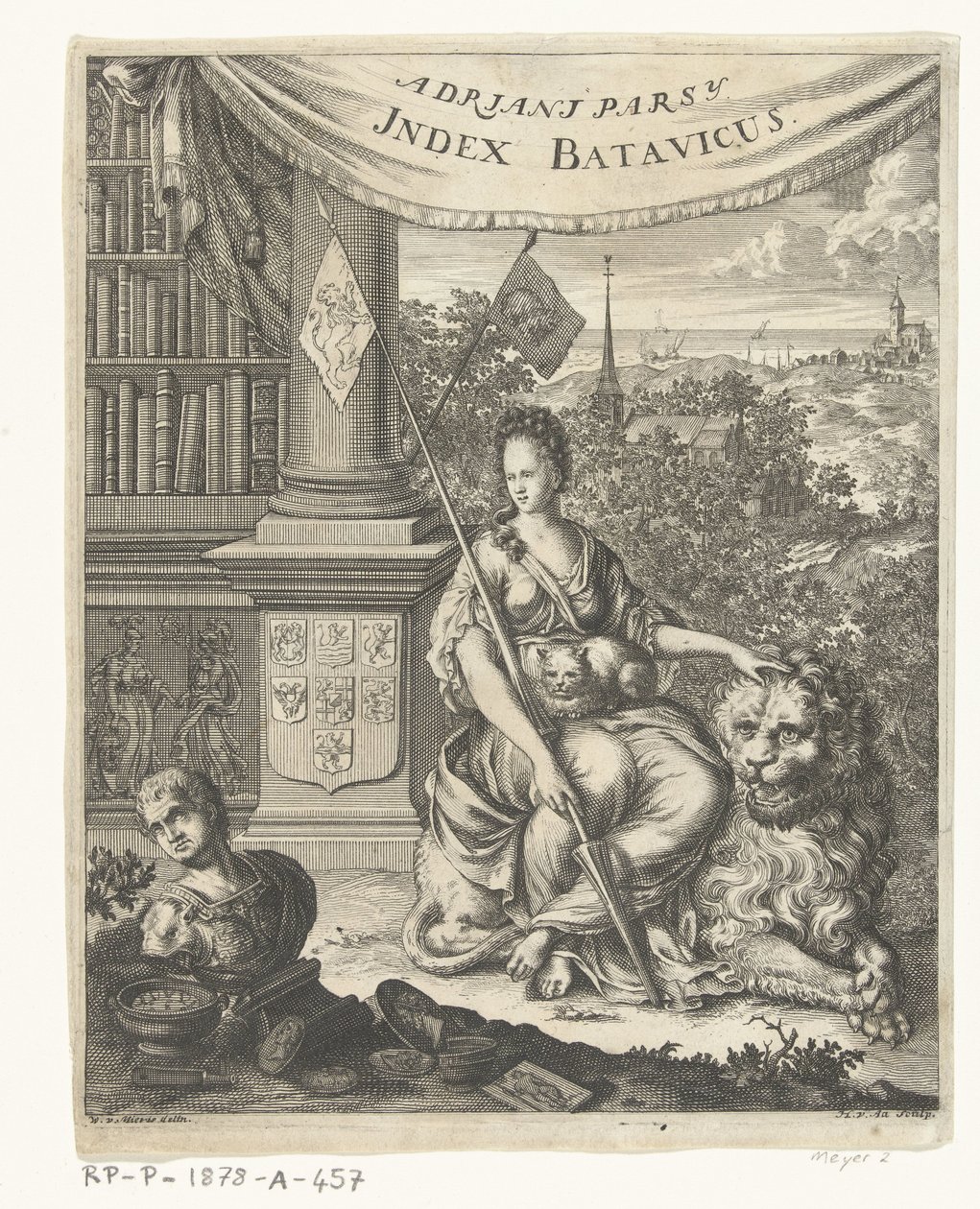 Pagina del titolo per Index Batavicus, o Nome degli scrittori Batavi e Olandesi da Hillebrand van der Aa