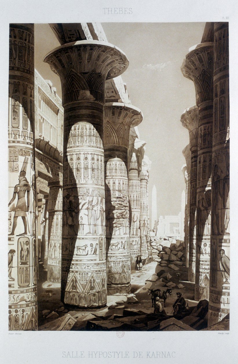 Sala ipostila, Tebe, Karnak, Egitto, 1841 da Himely