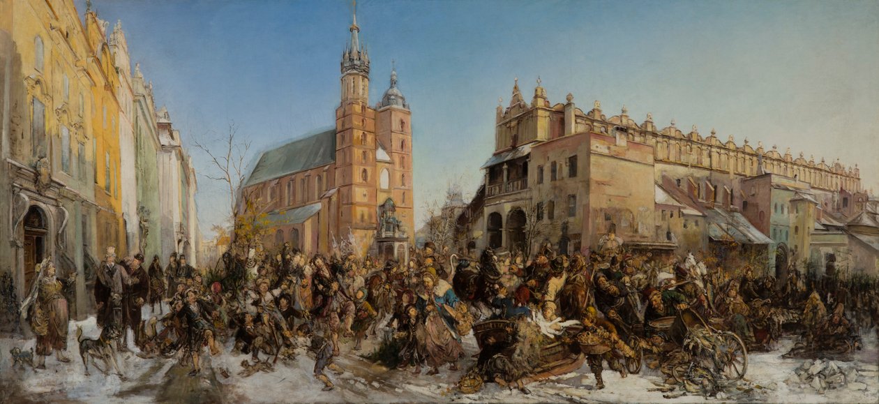 Fiera nella Piazza del Mercato Principale a Cracovia da Hipolit Lipinski