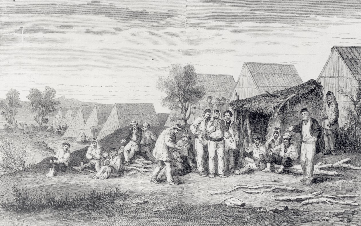 Campo di deportati sulla penisola di Cros, Nuova Caledonia, 1873 da Hippolyte Dutheil