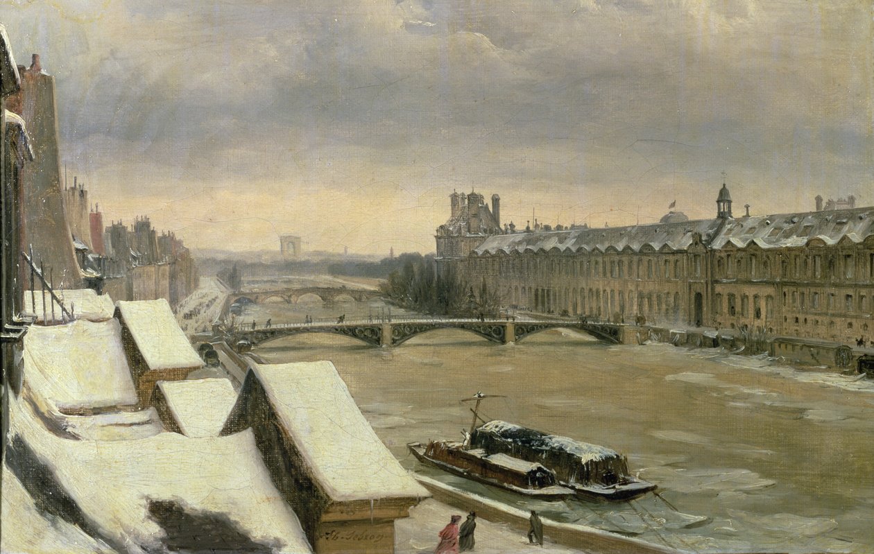 Veduta del Louvre in inverno da Hippolyte Victor Valentin Sebron