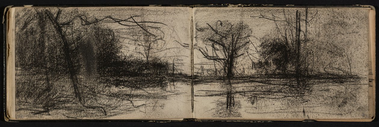 Paesaggio con stagno (pagina da uno schizzo) da Hippolyte Boulenger