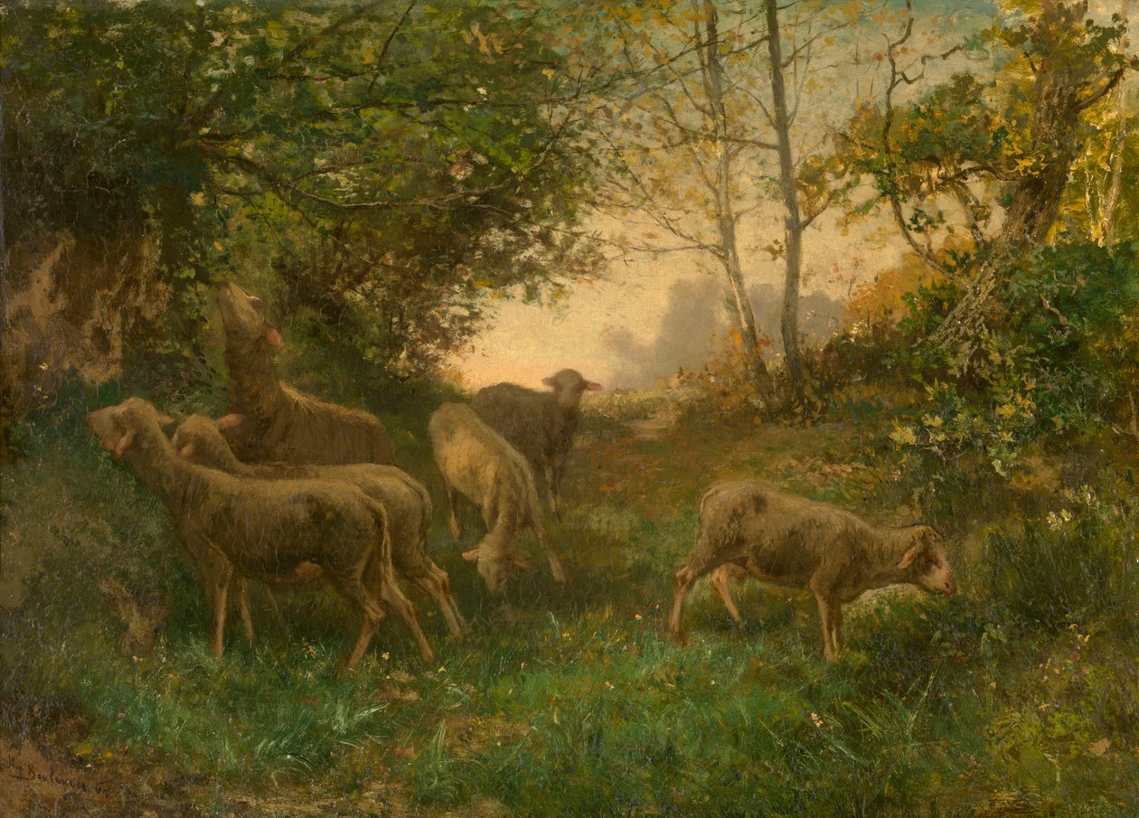 Pecore ai margini del bosco da Hippolyte Boulenger