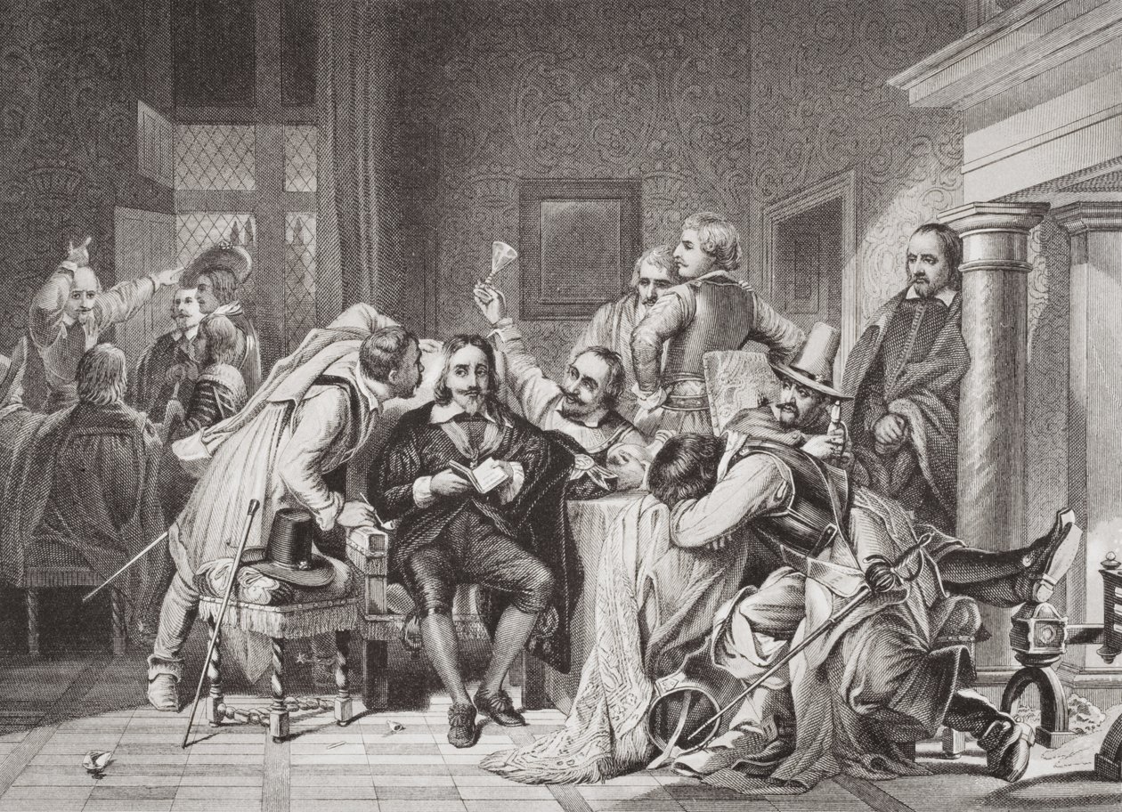Carlo I (1600-49) nella sala delle guardie insultato dai soldati di Oliver Cromwell, da 
