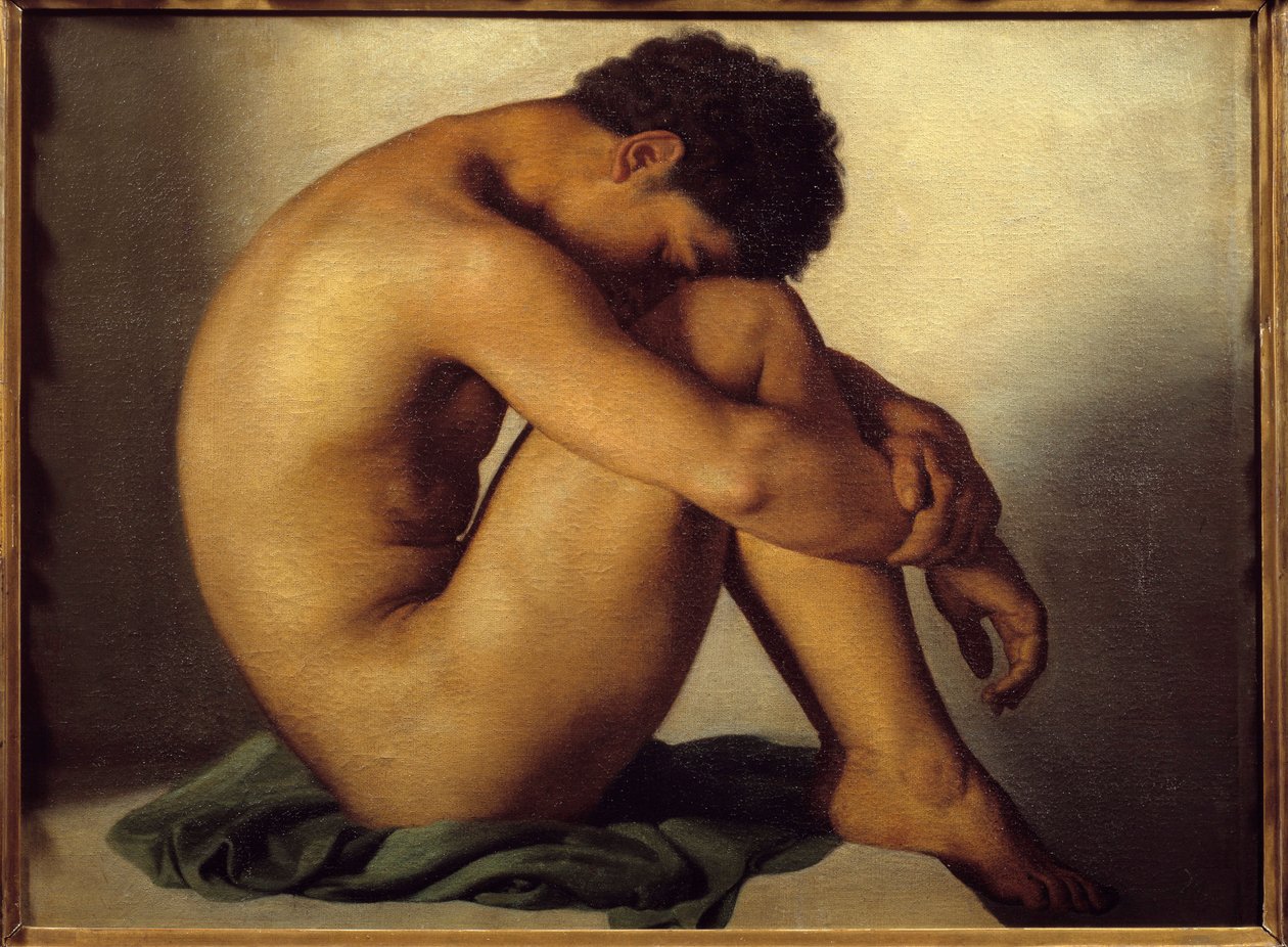 Studio di giovane uomo nudo da Hippolyte Flandrin
