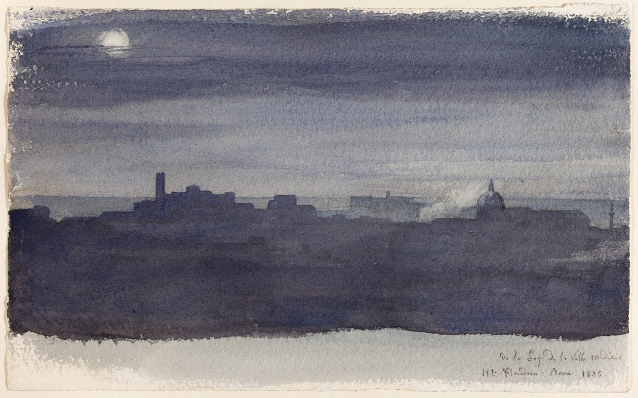 Veduta di Roma di notte da Hippolyte Flandrin