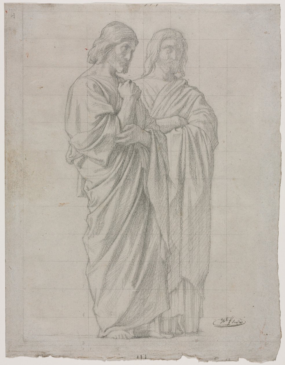 Due figure in piedi, studio per la sezione sinistra della Missione degli Apostoli da Hippolyte Jean Flandrin