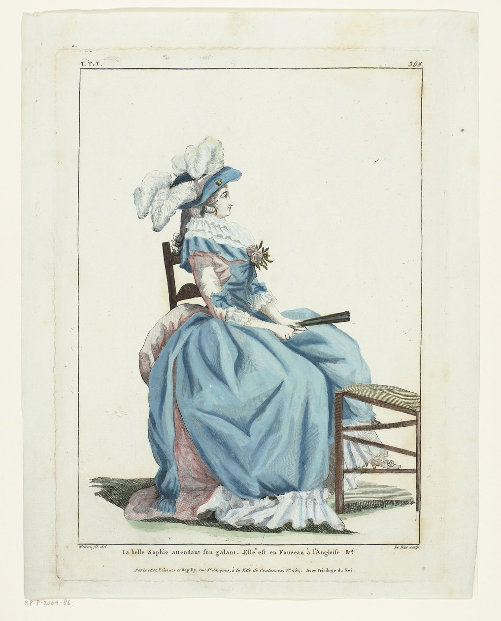 Galleria delle Mode e Costumi Francesi 1787, TTT.388: La bella Sophie in attesa... da Hippolyte Le Bas